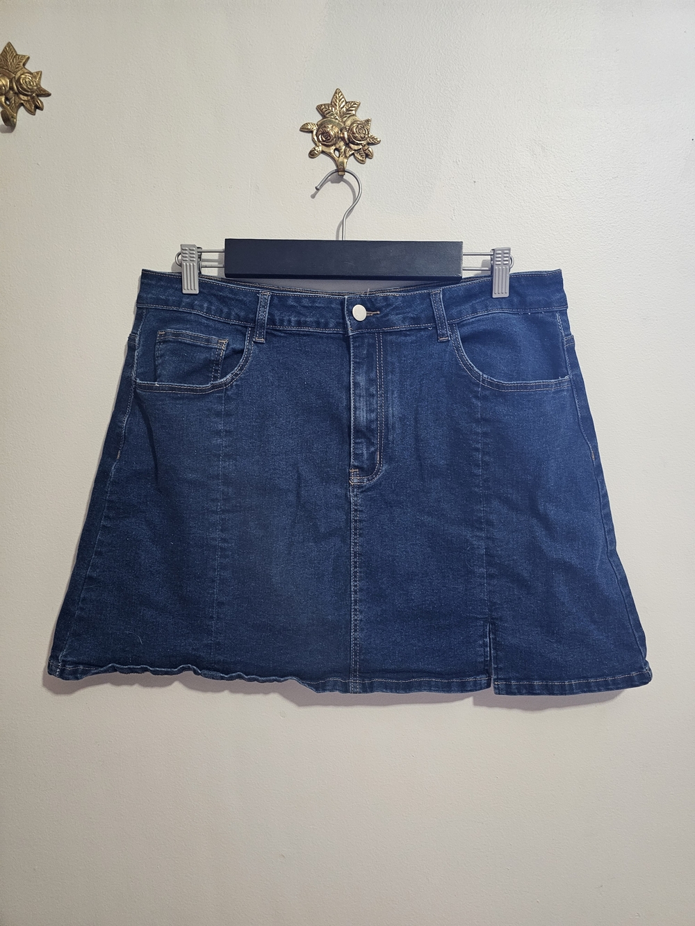 Cider Blue Denim A-Line Mini Skirt